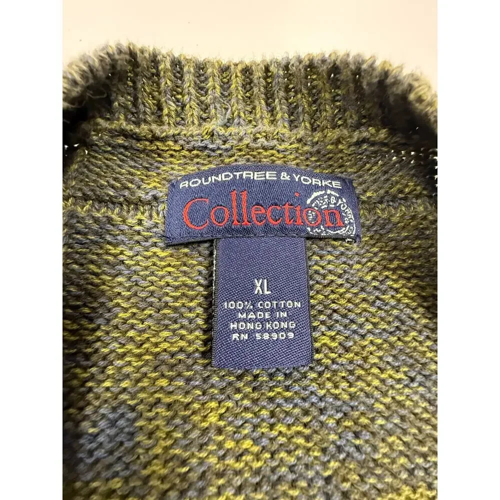 Roundtree & Yorke Collection Cotton Chunky Knit Crewneck Sweater Green XL